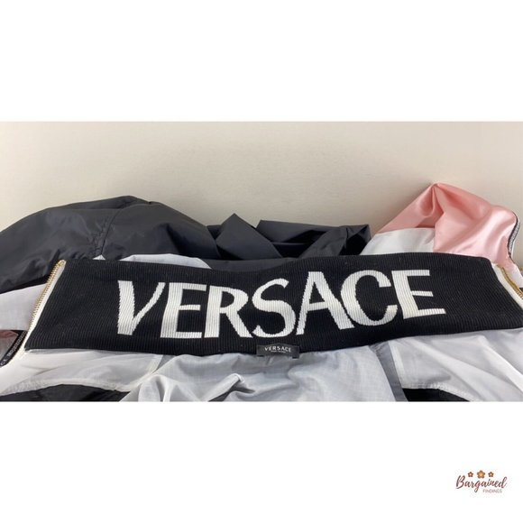 Authentic Versace White Black Pink Full Zip Nylon Jacket NWT - Size 42 - Picture 8 of 12
